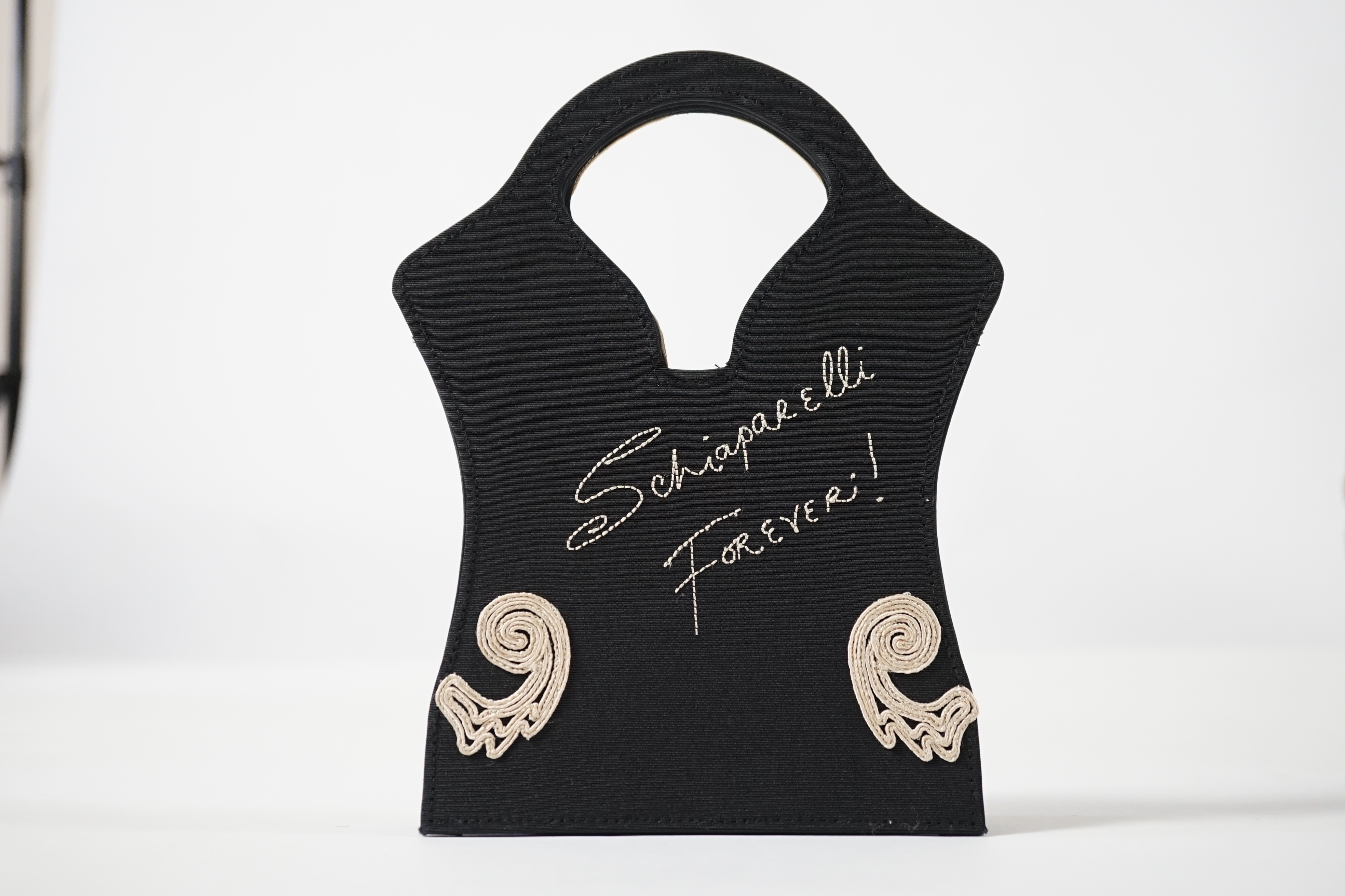 A vintage limited edition Lulu Guinness black evening bag Schiaparelli Forever!, height 22cm, width 17cm, depth 4cm